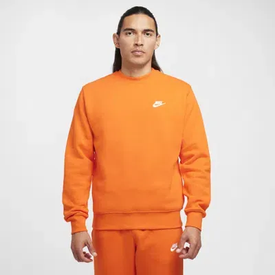 Nike Men's  Sportswear Club Fleece Crew In Orange