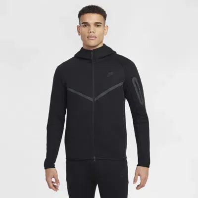 Nike Men's Tech Fleece Full-zip Windrunner Logo Hoodie In Black