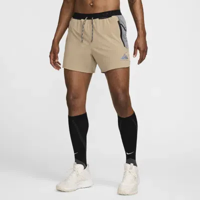 Nike Men's Trail Second Sunrise Dri-fit 5" Brief-lined Running Shorts In Brown