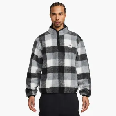 Nike Mens  Club Seasonal Winterized All Over Print Half-zip In Black/white/smoke Grey