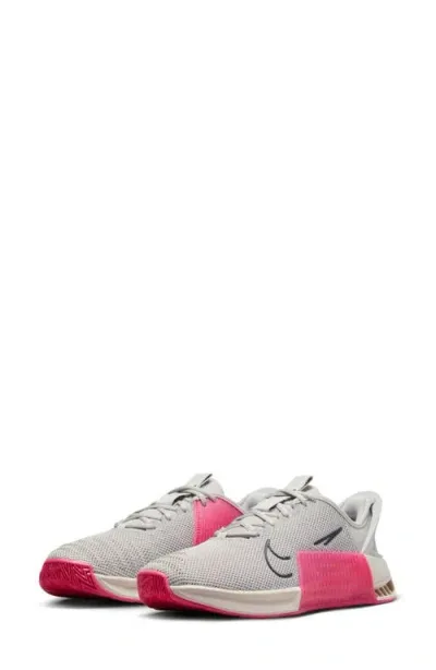 Nike Metcon 9 Flyease Training Shoe In Light Iron Ore/black/light Orewood Brown/aster Pink