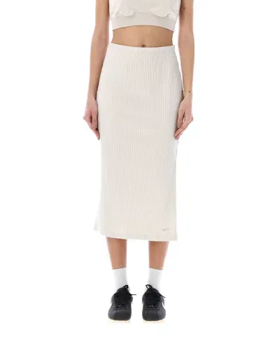 Nike Ribbed Midi Skirt In Beige