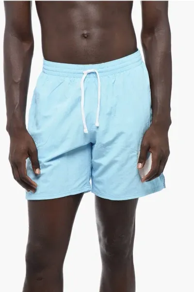 Nike Nylon Swim Shorts With Printed Logo In Blue