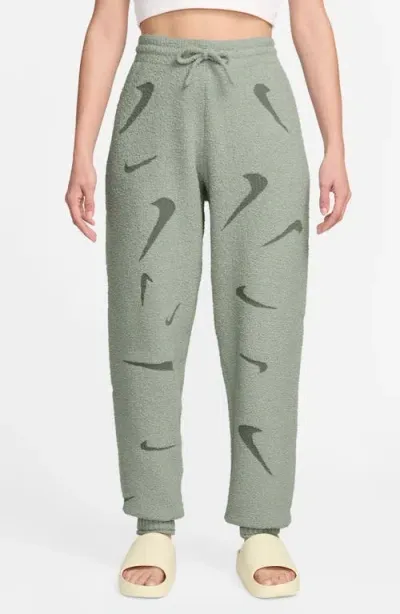 Nike Phoenix Bouclé High Waist Joggers In Jade Horizon