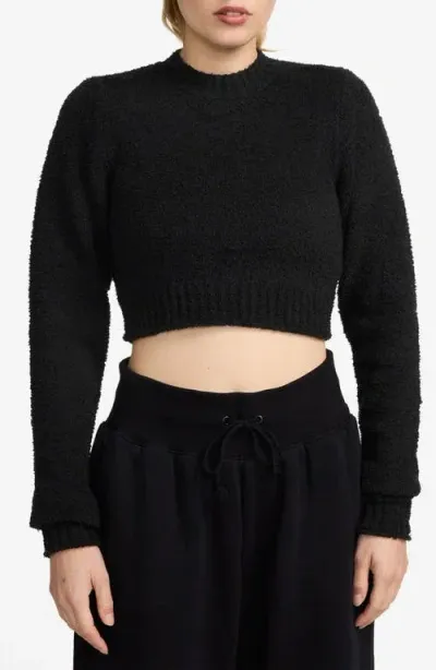 Nike Phoenix Bouclé Long Sleeve Crop Top In Black