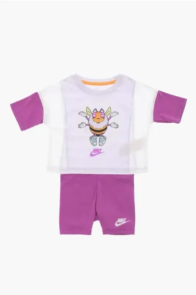 Nike Kids' Printed T-shirt And Shorts Set In White