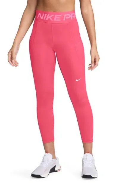 Nike Pro Sculpt High Waist Pocket Leggings In Aster Pink/white