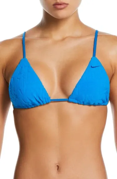 Nike Retro Flow Triangle Bikini Top In Photo Blue