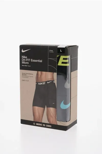 Nike Set Of 3 Dri-fit Boxer With Logoed Elastic Band In Black