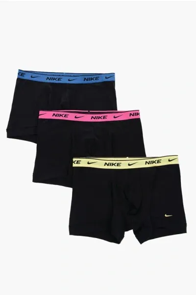 Nike Set Of 3 Stretch Cotton Boxer With Logoed Elastic Band In Black