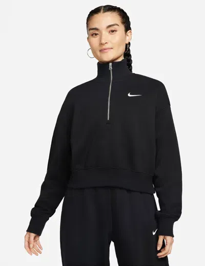 Nike Sportswear Phoenix Fleece Cropped Sweatshirt In Black