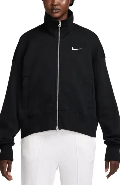 Nike Sportswear Phoenix Fleece Oversize Track Jacket In Black/sail