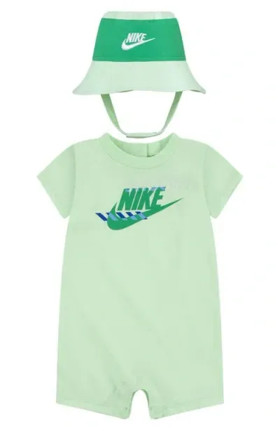 Nike Babies'  Sportswear Romper & Bucket Hat Set In Vapor Green