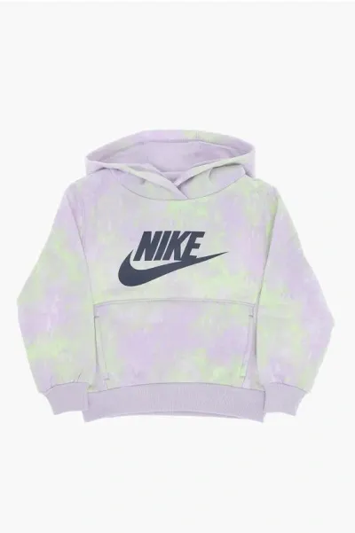 Nike Kids' Tie-dye Effect Fleeced Cotton Blend Hoodie In Purple