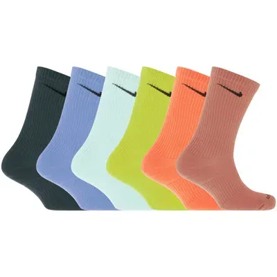 Nike Training 6 Pack Everday Plus Crew Socks In Multi