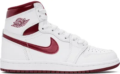 Nike White & Burgundy Air Jordan 1 High '85 Sneakers In White/team Red