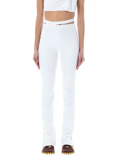 Nike Fitted Women's Trousers With Elastic Waistband And Zip Detail From Knee To Ankle In White