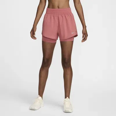 Nike Women's One Dri-fit High-waisted 3" 2-in-1 Shorts In Pink