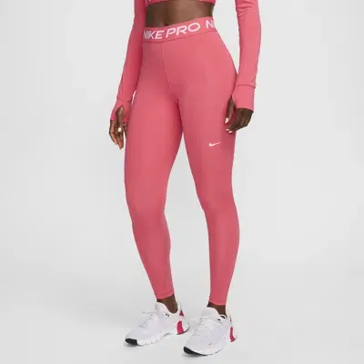 Nike Women's  Pro Mid-rise Mesh-paneled Leggings In Pink