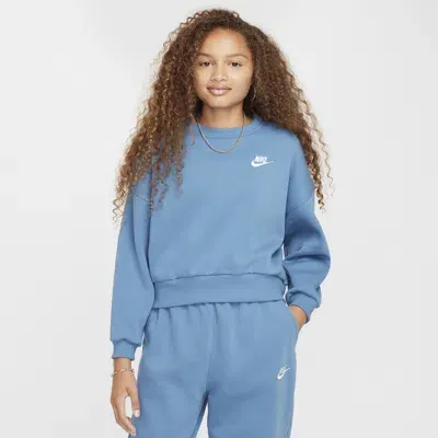 Nike Kids' Women's  Sportswear Club Fleece Girls' Boxy Crew-neck Sweatshirt In Blue