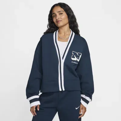 Nike Women's  Sportswear Phoenix Fleece Over-oversized Cardigan In Blue