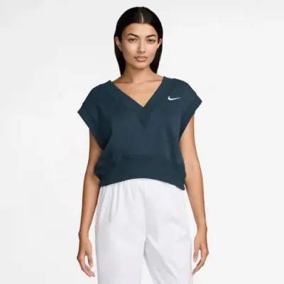 Nike Womens  Nsw Phoenix Fleece Sleeveless Crop In Armory Navy/sail