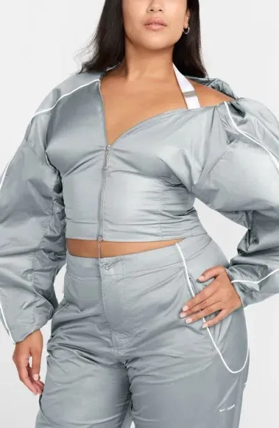 Nike X Jacquemus Crop Track Jacket In Particle Grey/white