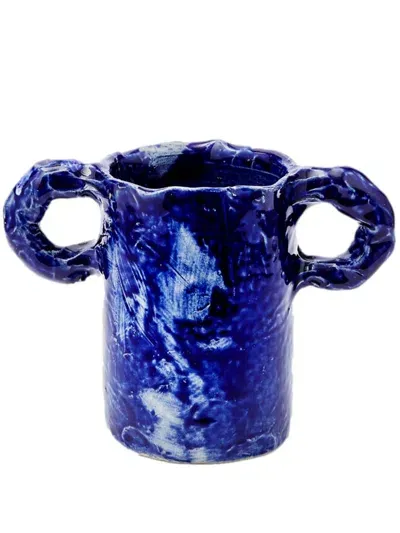 Niko June Studio Ceramic Vase In Blue