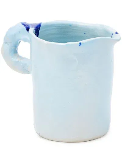 Niko June Studio Paint-splatter Ceramic Pitcher In Blue