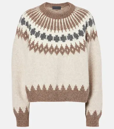 Nili Lotan Alena Fairisle Alpaca-blend Sweater In Taupe