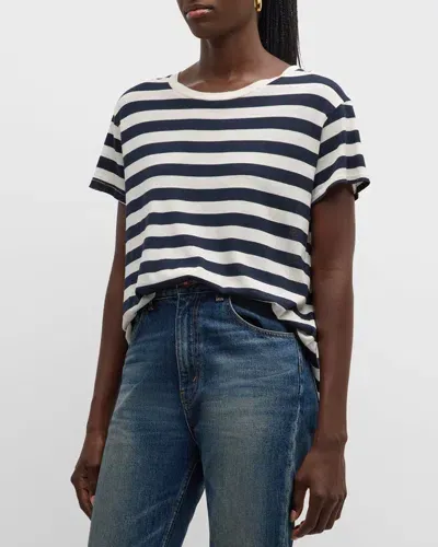 Nili Lotan Brady Striped Short-sleeve T-shirt In Dark Navy Stripe