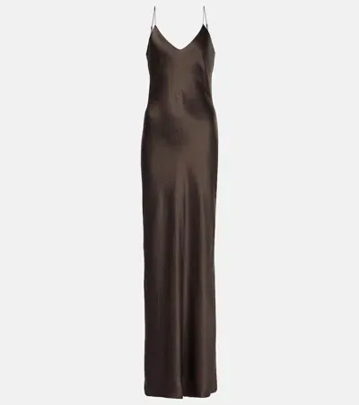 Nili Lotan Cami Silk-satin Gown In Dark Brown