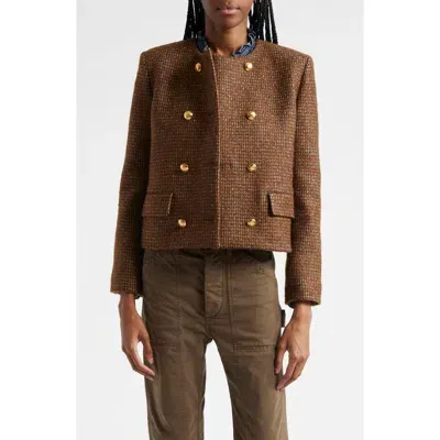 Nili Lotan Melanie Cropped Wool-blend Jacket In Taupe