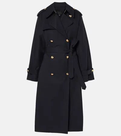 Nili Lotan Toussaint Belted Double-breasted Cotton-blend Trench Coat In Blue