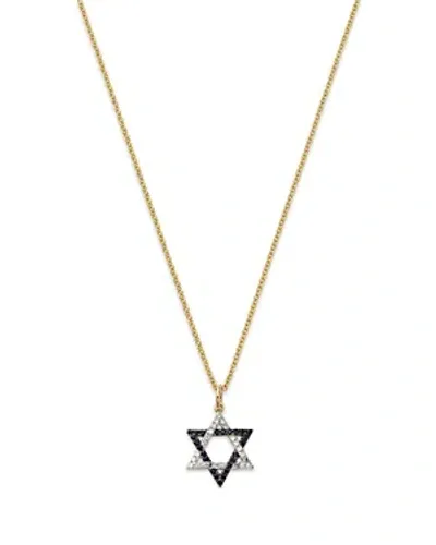 Nina Gilin 14k Yellow Gold Blue Sapphire & Diamond Star Of David Pendant Necklace, 16-18 In Blue/white