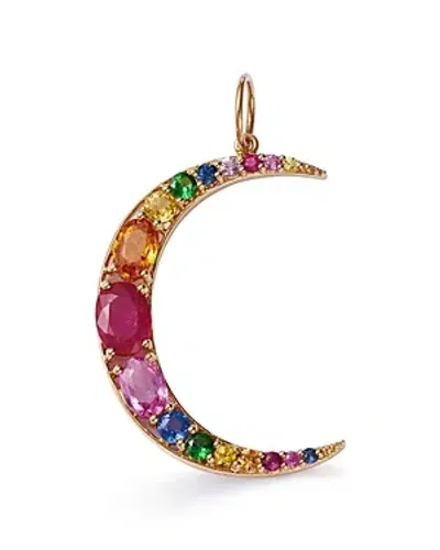 Nina Gilin 14k Yellow Gold Multi Stone Crescent Moon Pendant