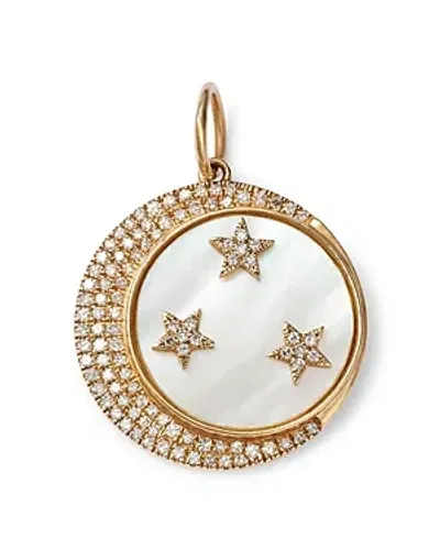 Nina Gilin 14k Yellow Gold Night Sky Diamond & Mother Of Pearl Pendant In White/gold