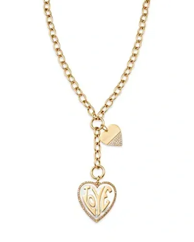 Nina Gilin 14k Yellow Gold Two Hearts Love Diamond Pendant Necklace, 16