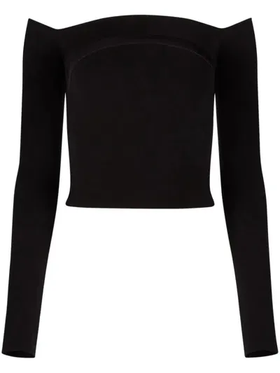 Nina Ricci Off-shoulder Wool-blend Top In Black  