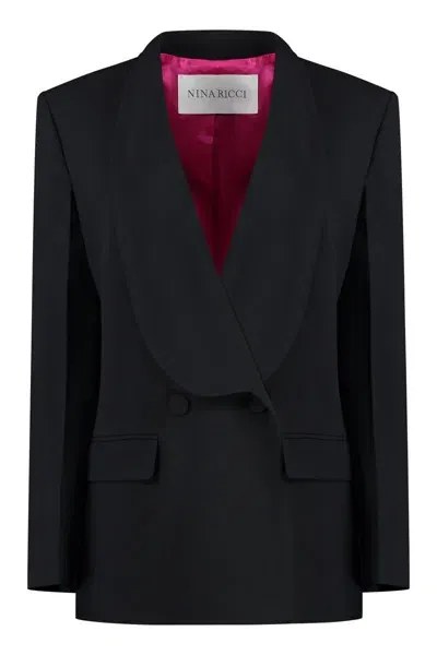 Nina Ricci Shawl-lapel Double-breasted Blazer In Black