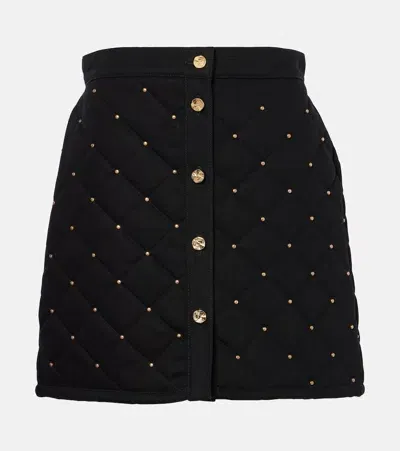 Nina Ricci Embellished Denim Miniskirt In Black