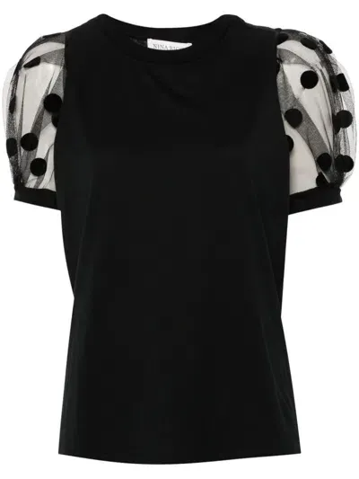 Nina Ricci Flocked-detail T-shirt In Black  