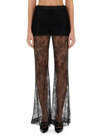 Nina Ricci Lace Flared Pants In Black