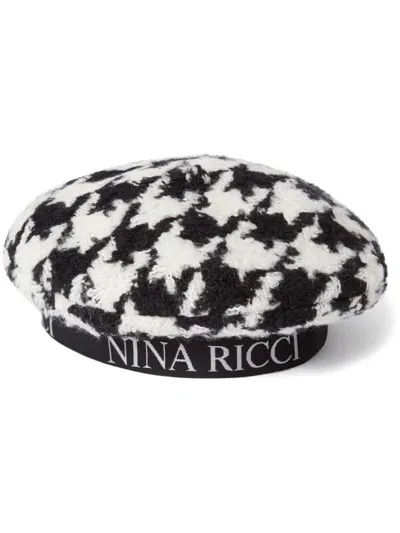 Nina Ricci Logo Wool Beret In Black