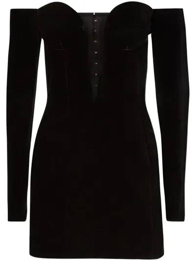 Nina Ricci Off-shoulder Mini Dress In U9000 Black