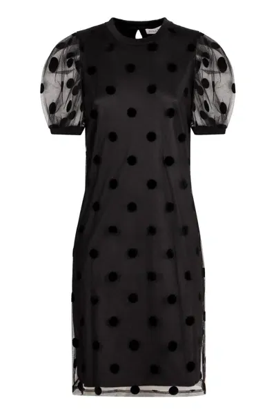 Nina Ricci Polka-dot Pattern Mini Dress In Black