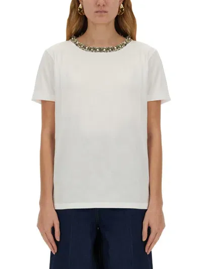 Nina Ricci T-shirt With Embroidered Collar In White