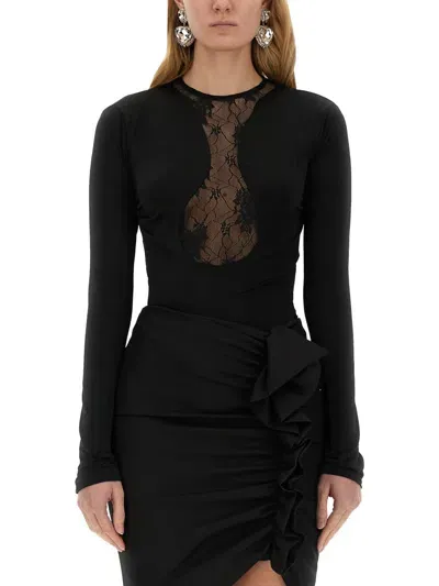 Nina Ricci Top With Lace Insert In Black