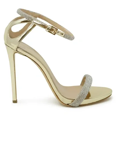 Ninalilou Gold Leather Sandals With Swarovski