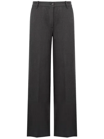 Nine In The Morning Wool Nadia Wide-leg Trousers In Grey